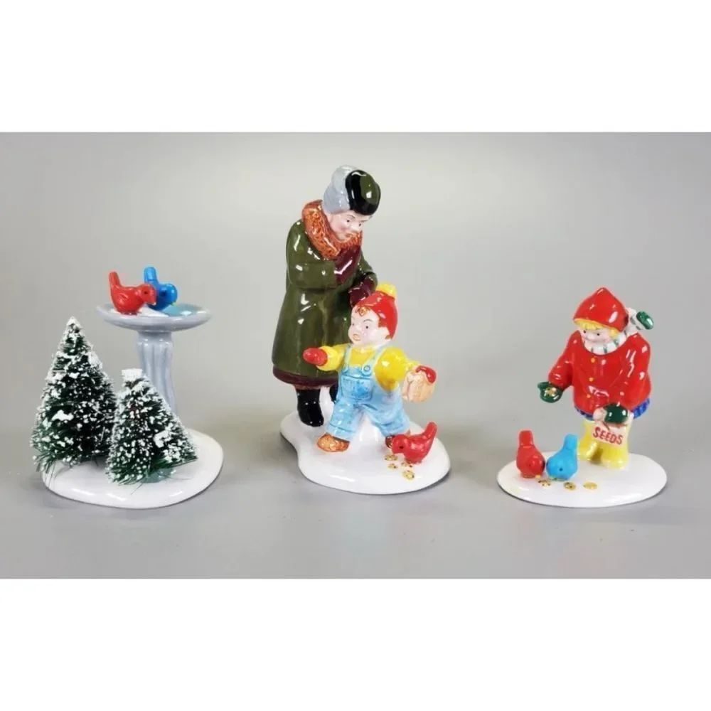 Vintage Department 56 Snow Village Feeding The Birds In Original Box Christmas